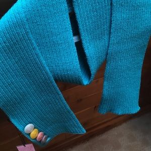 Long aqua knit scarf
